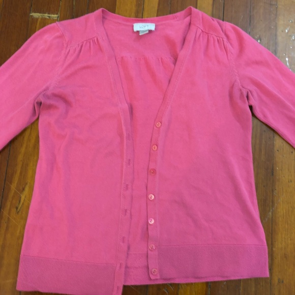Ann Taylor Loft pink cardigan - Picture 3 of 4